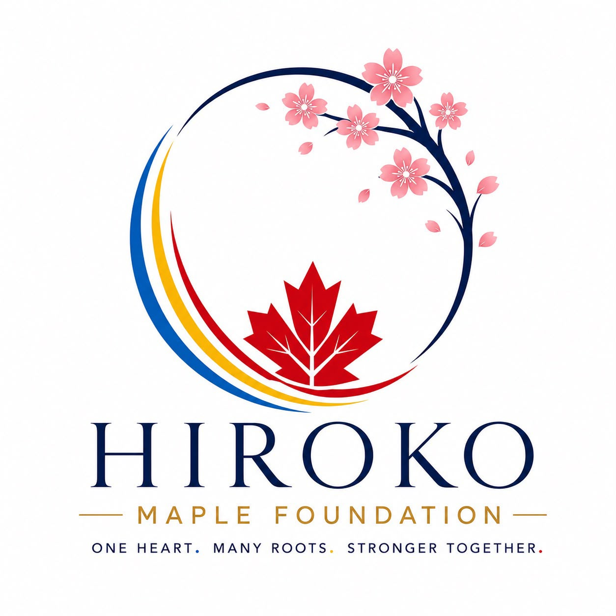 Hiroko Maple Foundation logo: maple leaf and cherry blossoms